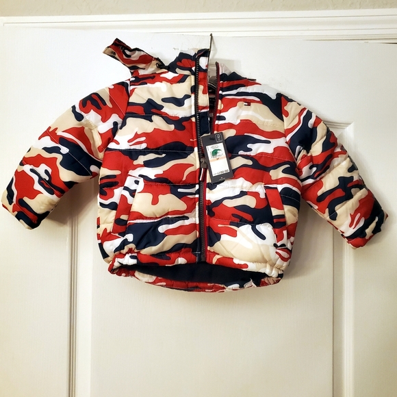 Tommy Hillfiger Baby Boy & Toddler red blue Camo Puffer Jacket 2T NWT - Picture 2 of 6